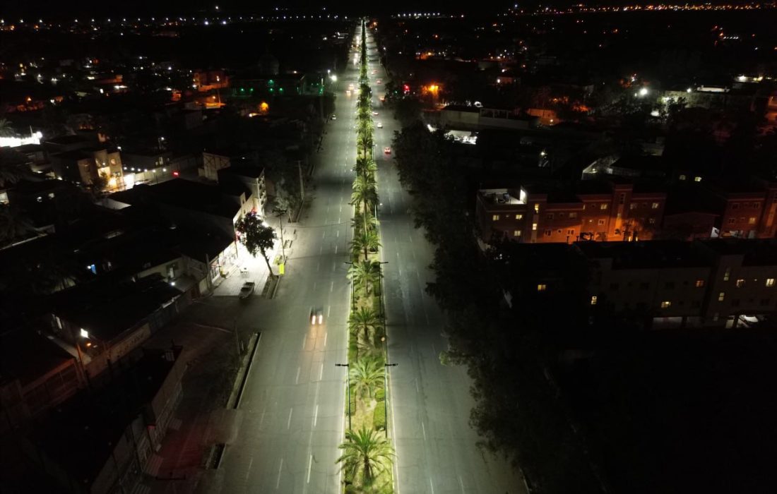 پروژه‌ تعویض روشنایی معابر شهر بم توسط شهرداری